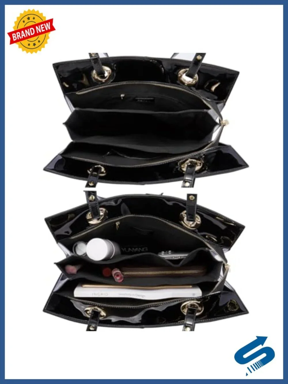 Genuine Leather Work Tote Bag for Women Zipper Shoulder Handbag